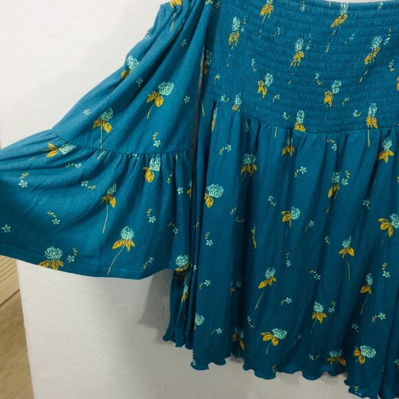 Free People Mermaid Tunic Combo blue floral Size XS NWT - Picture 3 of 9